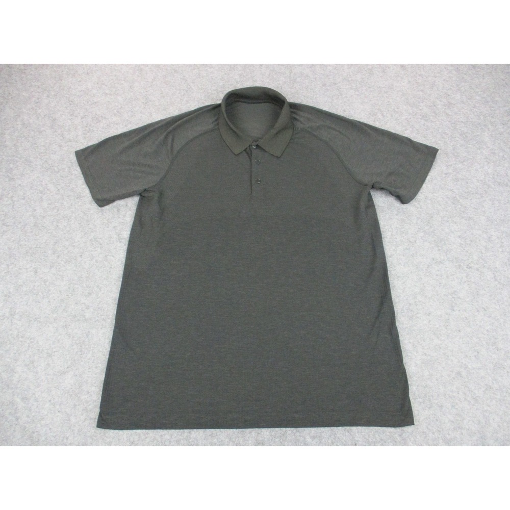 Lululemon‎ Shirt Mens Large Black Metal Vent Performance Outdoors Golf Workout